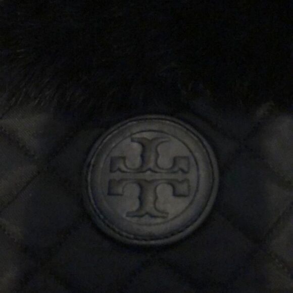 Tory Burch Black Leather & Fur Winter Ankle Boots - Size 6 - Picture 3 of 6
